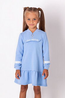 Трикотажное платье для девочки Mevis голубое 3572-01 - цена