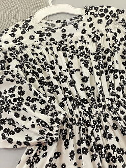 Платье для девочки Mevis Цветочки черно-белое 4991-02 - фотография