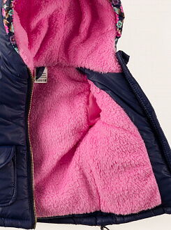 Куртка зимняя для девочки Одягайко темно-синяя с розовым 20040О - фотография