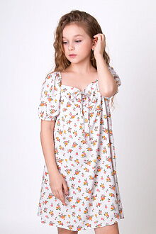 Летнее платье для девочки Mevis Цветочки белое 4905-04 - цена