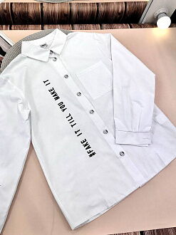 Рубашка коттоновая для девочки Mevis белая 4145-01 - фотография