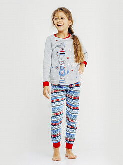 Пижама для девочки со светящимся рисунком SMIL серая 104618 - цена