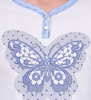 Комплект женский (футболка+капри) MISS FIRST BUTTERFLY голубой - фотография