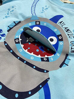 Комплект футболка и шорты для мальчика Breeze Акула голубой 13740 - фотография