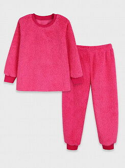 Теплая пижама махра для девочки Фламинго малиновая 855-905 - цена