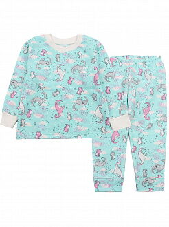 Утепленнная пижама для девочки Фламинго Динозаврики мятная 109-307 - цена