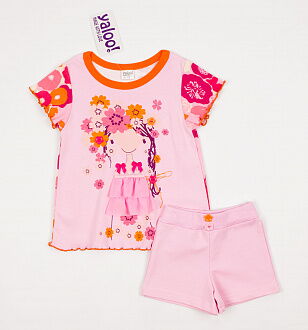 Комплект для девочки (туника+шорты) YALOO розовый 0004 - цена