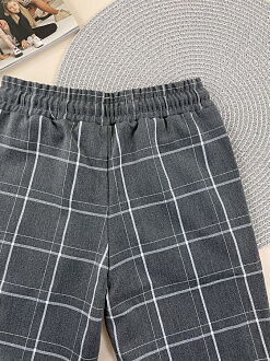 Брюки-слоучи для девочки Mevis Клетка серые 5160-03 - фотография