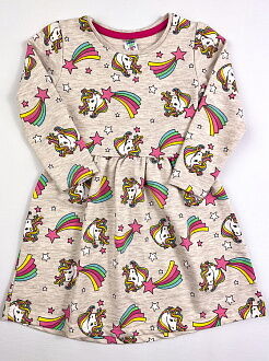 Трикотажное платье для девочки Ridi Единорог бежевое - цена