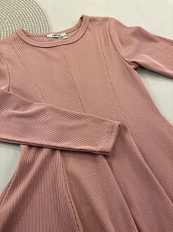 Платье в рубчик для девочки Mevis розовое пудра 4934-01 - цена