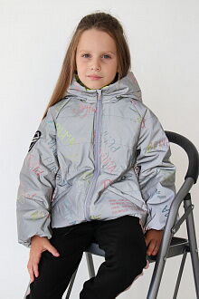 Светоотражающая куртка для девочки Kidzo Буквы салатовая 3443 - фото