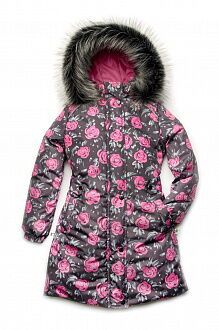 Пальто зимнее для девочки Модный карапуз серое 747 - цена