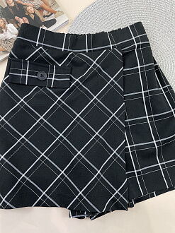 Юбка-шорты для девочки Mevis Клетка черная 5163-01 - картинка