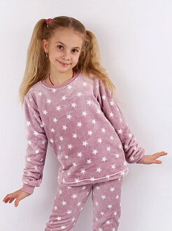 Пижама детская вельсофт Фламинго Звёздочки темная пудра 855-910 - Украина