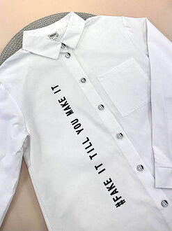 Рубашка коттоновая для девочки Mevis белая 4145-01 - картинка