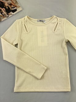 Лонгслив в рубчик Mevis кремовый 4912-05 - картинка