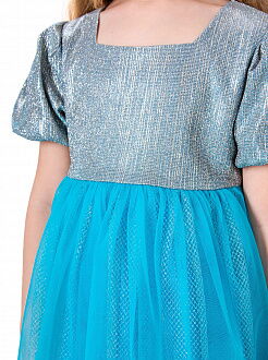 Нарядное платье для девочки Mevis голубое 4043-03 - картинка