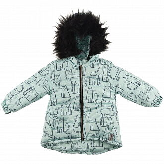 Куртка зимняя для девочки Одягайко Коты мята 20205 - цена