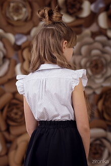 Блузка школьная с коротким рукавом Zironka горошек 3593-2 - фото