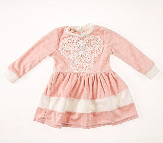 Платье велюровое для девочки  Family Pupchik Кружево розовое 9009 - цена