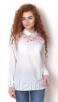 Блузка для девочки Mevis белая с розовыми цветами 2502-03 - цена