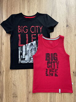 Комплект майка и футболка для мальчика Фламинго черный 983-416 - цена