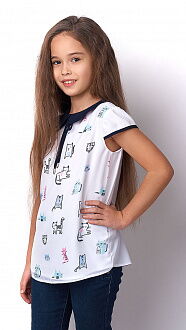 Блузка для девочки Mevis Котики белая 3163-01 - цена