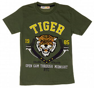 Футболка с пайетками для мальчика TIGER хаки - фото