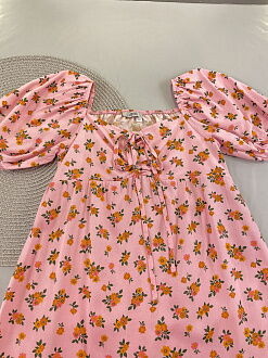 Летнее платье для девочки Mevis Цветочки розовое 4905-03 - картинка