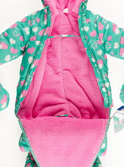 Комбинезон зимний для девочки Одягайко Сердечки зеленый 32014О - фотография