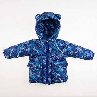 Куртка зимняя для мальчика Одягайко Машинки синяя 20201 - цена