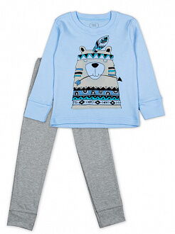 Пижама для мальчика Фламинго Медведь-индеец голубая 246-212 - цена