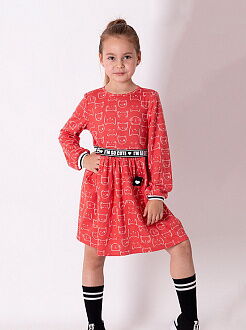 Трикотажное платье для девочки Mevis коралловое 3629-02 - цена