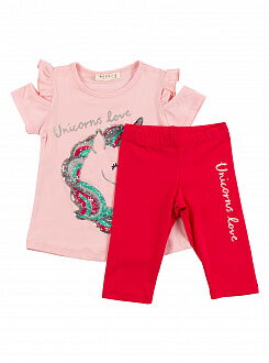 Комплект футболка и бриджи Единорог Breeze розовый 12089 - цена