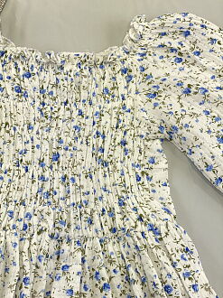 Платье для девочки муслин Mevis Цветочки белое с голубым 5037-02 - картинка