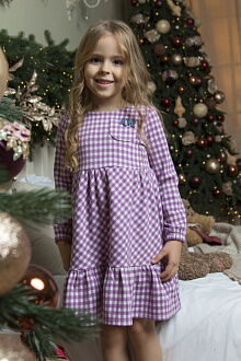 Платье для девочки Mevis Клетка фиолетовое 4897-03 - цена