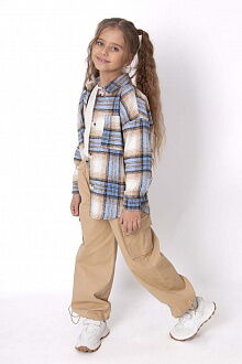 Теплая рубашка в клетку Mevis голубая 4907-02 - размеры