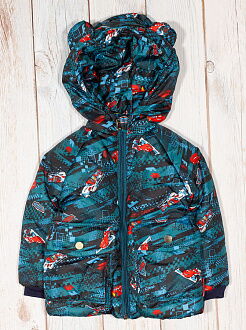 Куртка зимняя для мальчика Одягайко Тачки темно-бирюзовая 20201 - цена