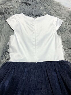 Платье нарядное для девочки Mevis белое с синим 2606-01 - фотография