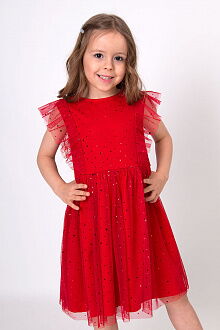 Нарядное платье для девочки Mevis Конфетти красное 5048-04 - фото