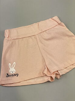 Пижама майка и шорты для девочки Фламинго Зайчики персиковый 242-115 - фото