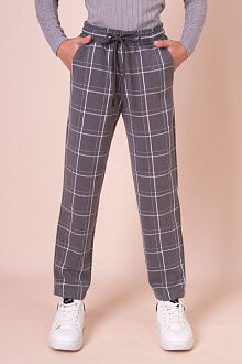 Брюки-слоучи для девочки Mevis Клетка серые 5160-03 - цена