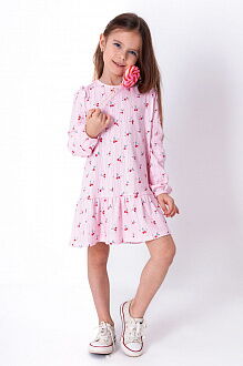 Трикотажное платье для девочки Mevis розовое 4012-02 - цена