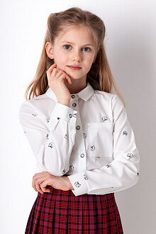 Рубашка для девочки Mevis Котики белая 4362-01 - цена