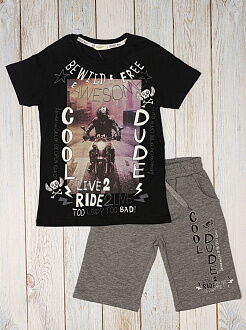Комплект футболка и шорты для мальчика Breeze Cool Dude черный 15397 - фото