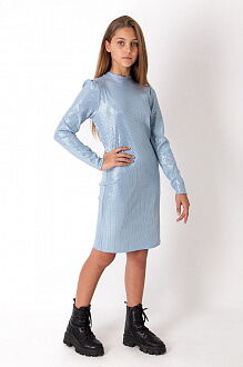 Трикотажное платье для девочки Mevis голубое 4063-03 - размеры