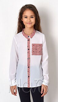 Школьная блузка для девочки Mevis белая с красным кантом 2763-01 - цена