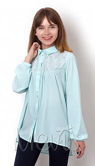 Блузка нарядная с длинным рукавом для девочки Mevis мята 2480-01 - цена