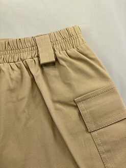Коттоновая юбка-карго для девочки Mevis песочная 4957-06 - фото