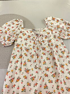 Летнее платье для девочки Mevis Цветочки белое 4905-04 - купить